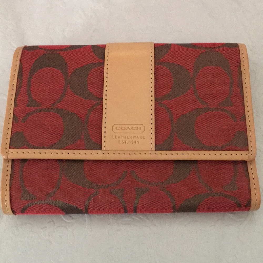 New Coach Red and Tan Wallet
